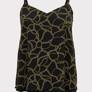 Torrid Sophie Black Chain Print Double Layer Swing Cami
